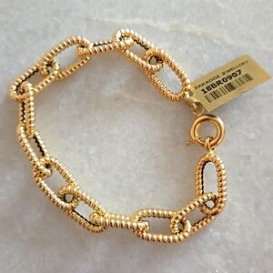 18K YG Open Chain-Link Bracelet with Lobster Clasp